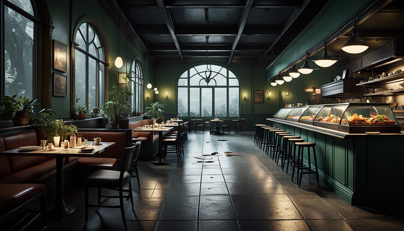 Cafeteria Atmosphere in Cinematic Realism