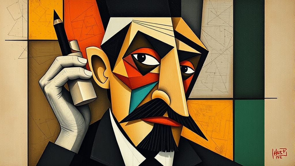 Abstract Cubist Geometry in Vivid Colors