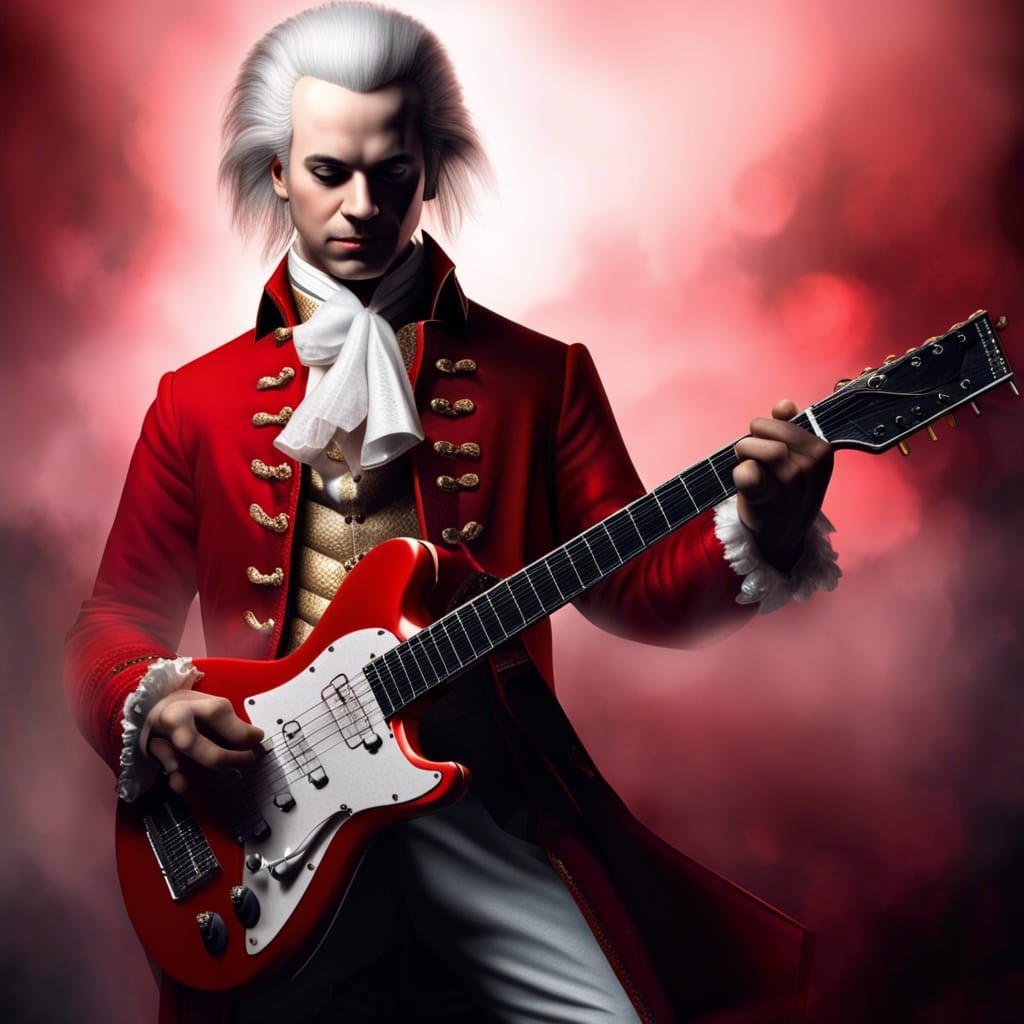 Mozart Shreds on Electric Guitar in Heavy Metal Scene