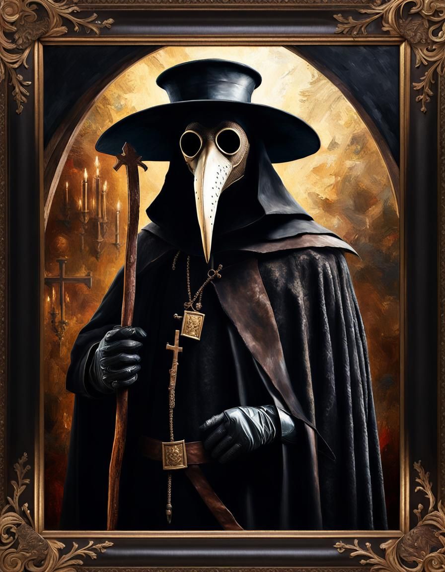 Medieval Plague Doctor in Renaissance Painting Style