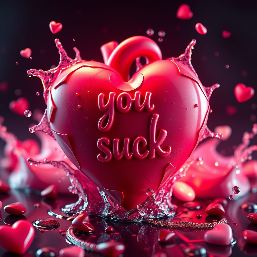 Surreal Candy Heart Transformed into Fantastical Splash Scre...