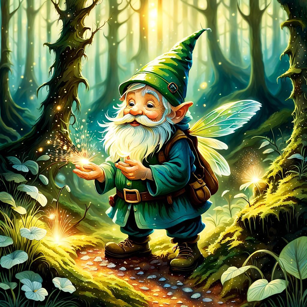 Whimsical Scandinavian Gnome in a Lush Forest