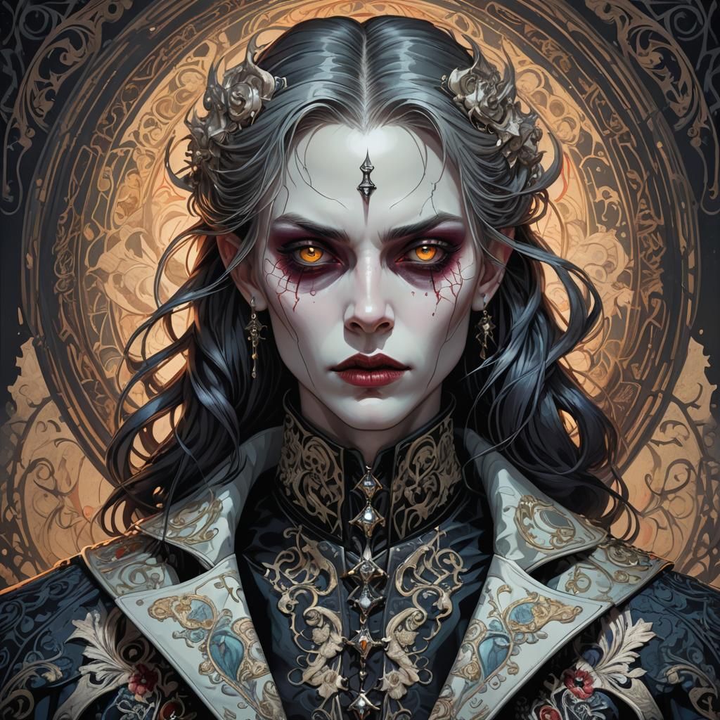 Gothic Vampire Portrait in Dark Fantasy Style