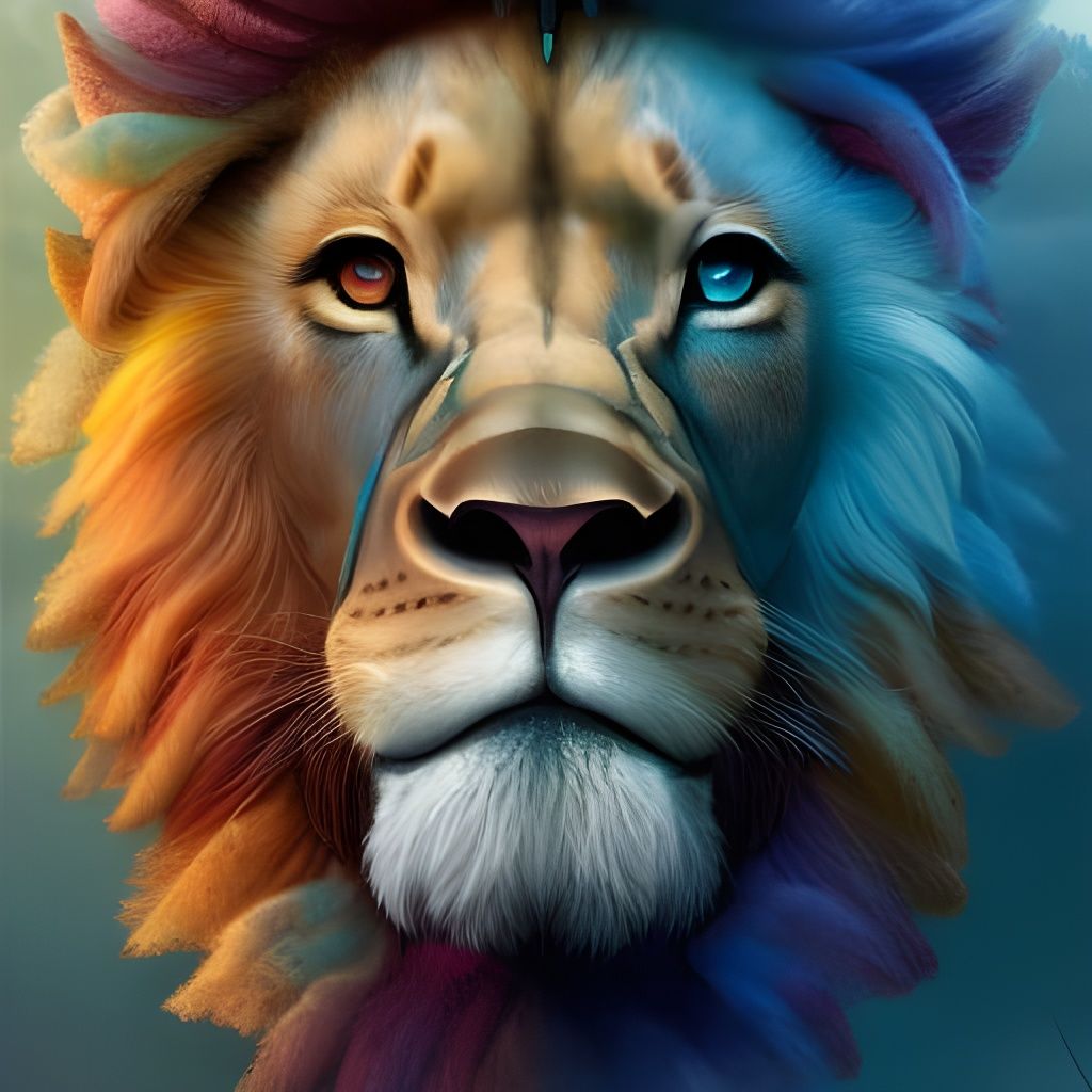 Funny Lion in Sci-Fi Horror Style