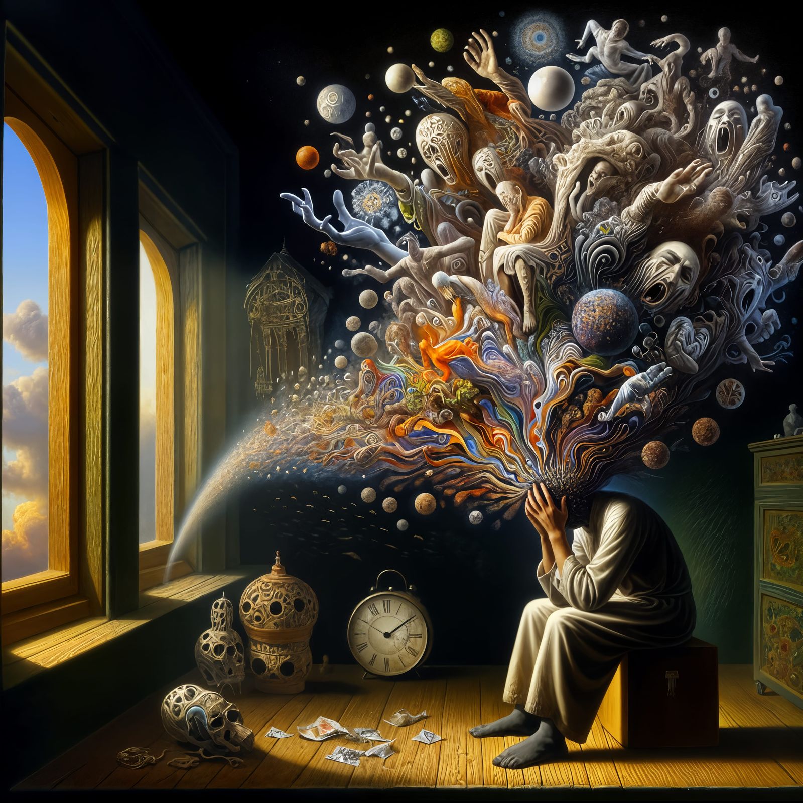 Mind Under Distress: A Surreal Oil Painting