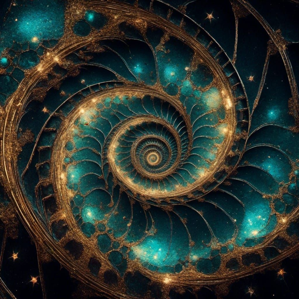Surreal Optical Illusion Spiral of Stars and Crystals