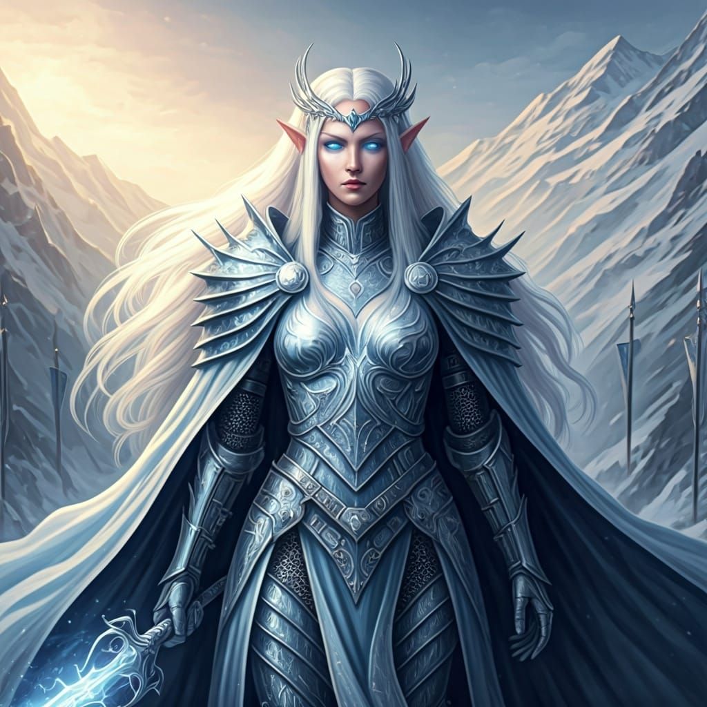 Eldarin Knight with Runic Glaive in High Fantasy Style