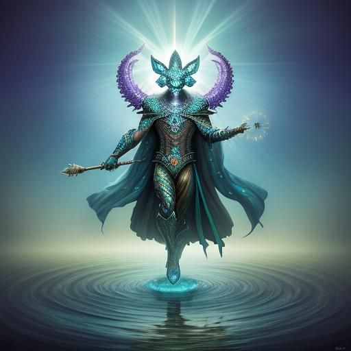 Leopard Shaman in Surreal Flood, a Dali-esque Vision