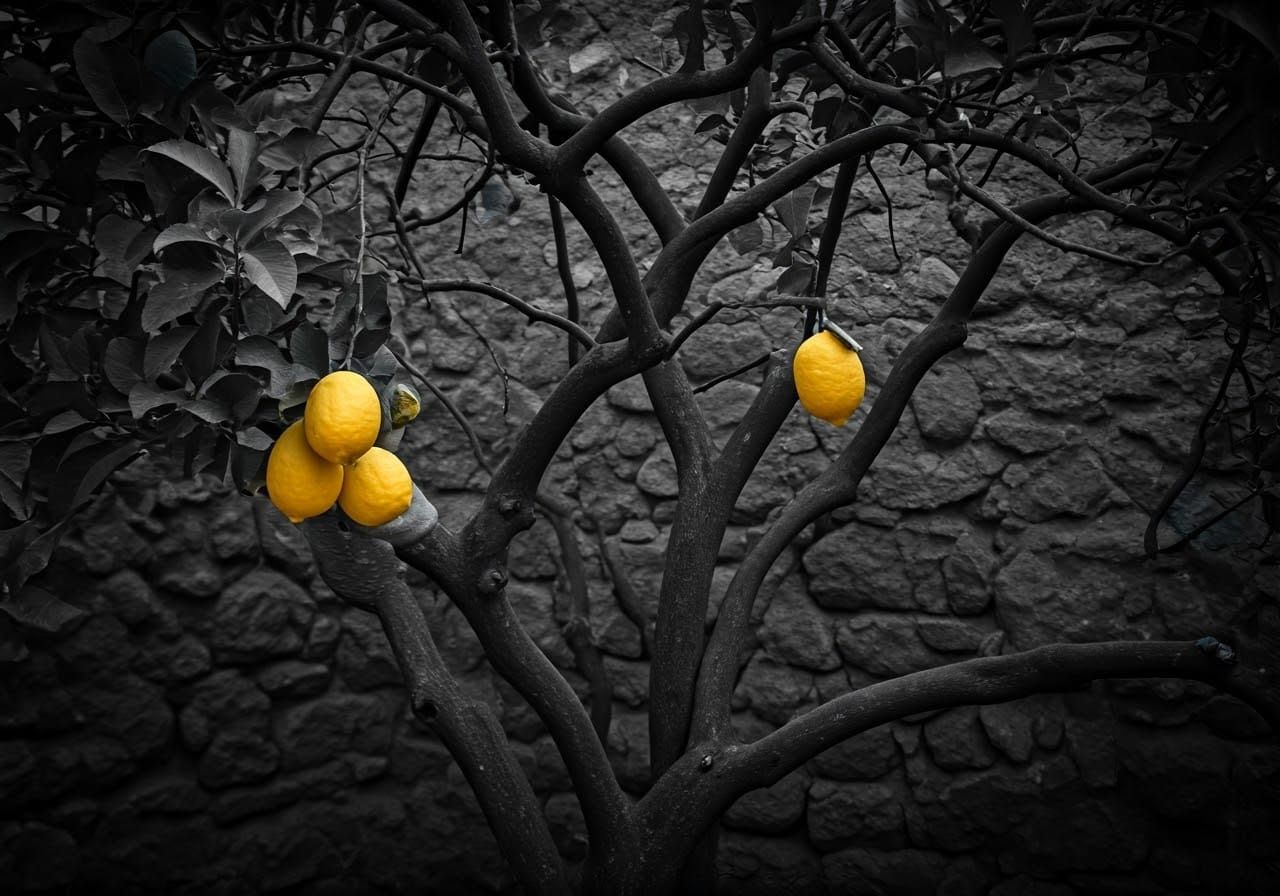 Sardinian Lemon Harvest in Black and White