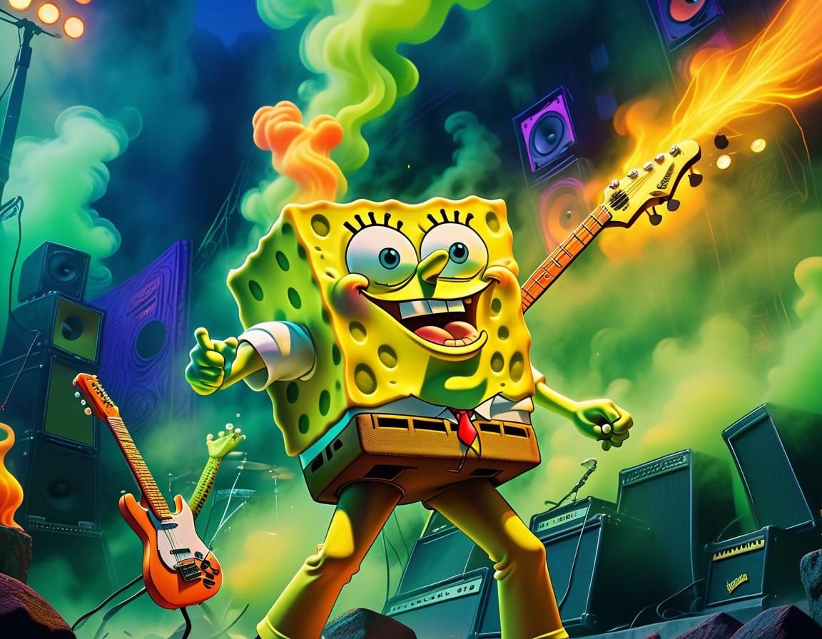 SpongeBob as Rock Star in Pop Art Style