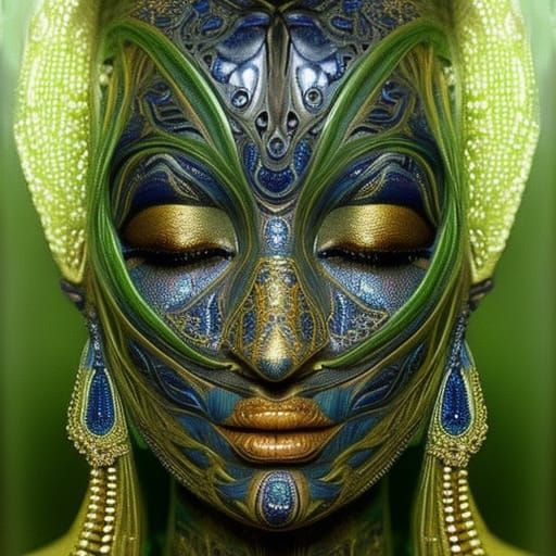 Beautiful Alien Woman with Gold Highlights