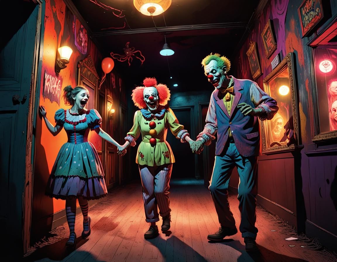 Haunted House Attraction in Surreal Comic Style