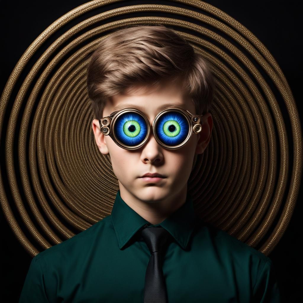 Hypnotic School Pupil with Spiral Eyes in Fantasy Style