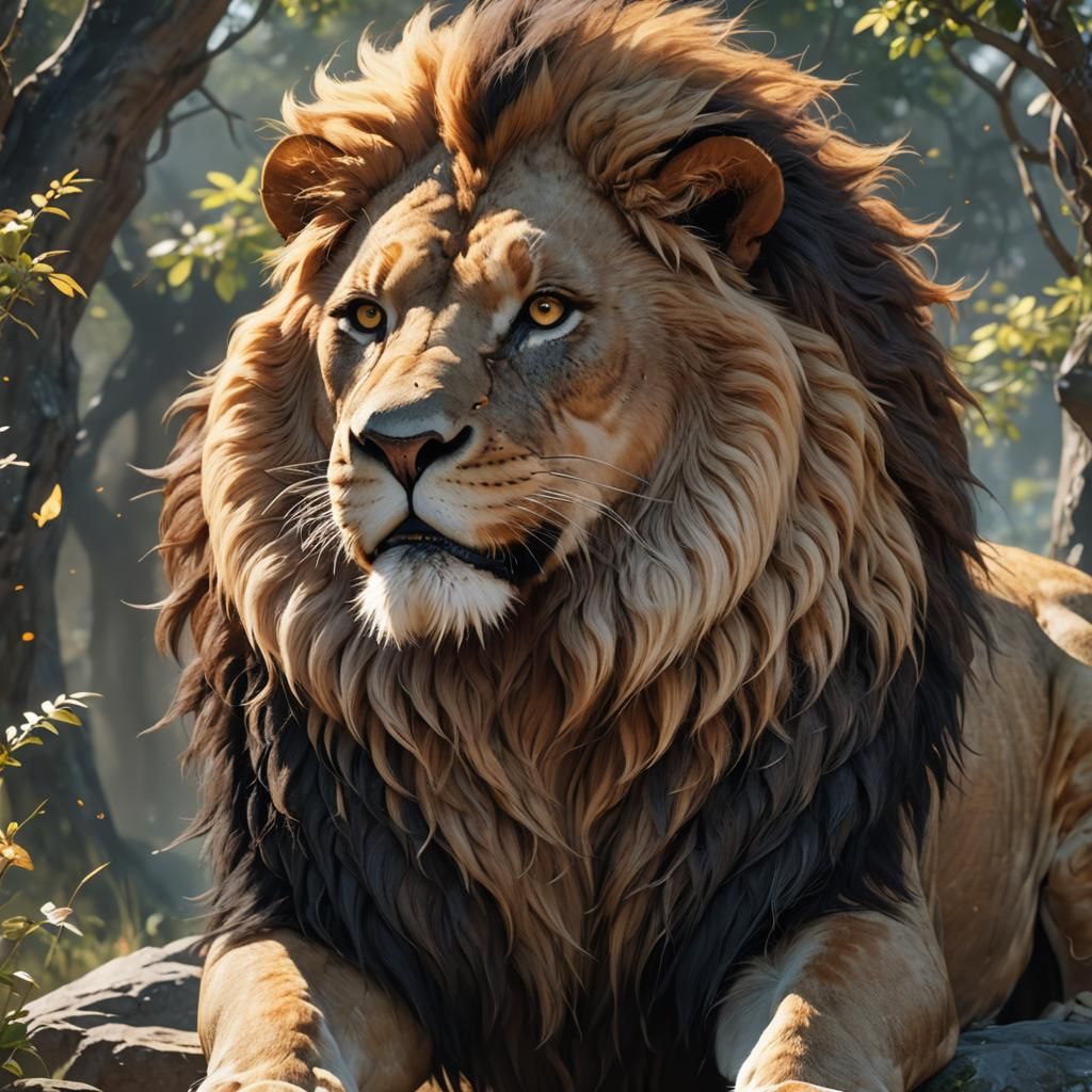 Detailed 3D Anime Lion Concept Art