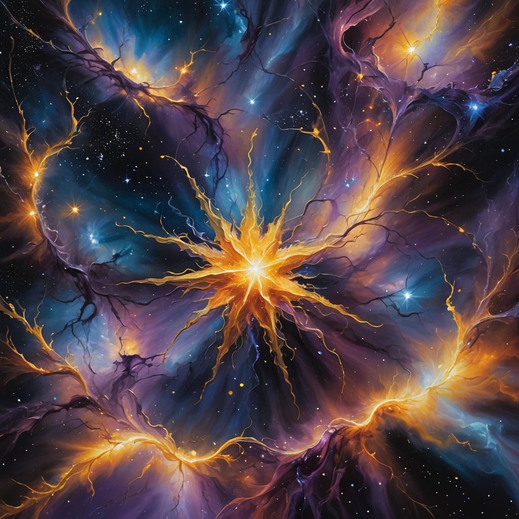 Lone Star Shines: Surreal Oil Painting in Space
