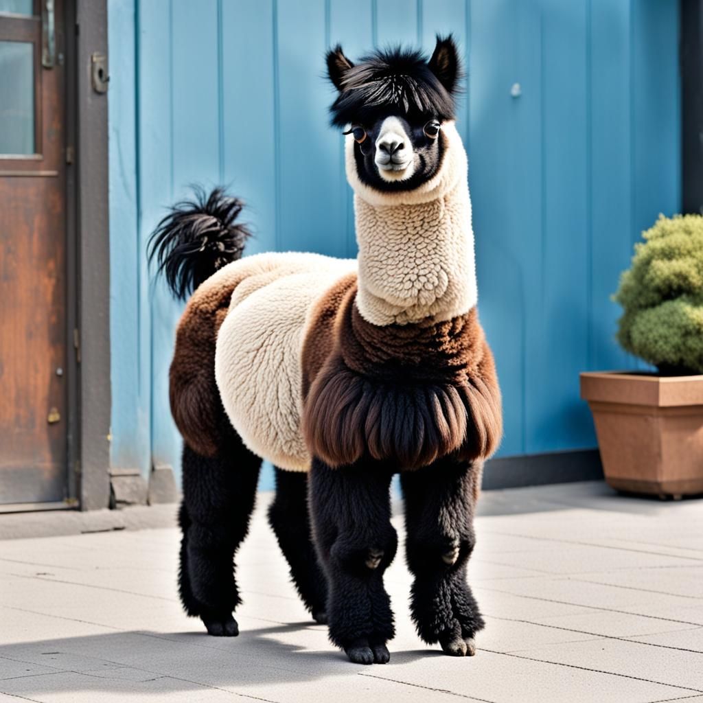 Emo Alpaca with Black Hair and Skinny Jeans
