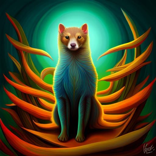 Psychedelic Renaissance Painting of a Magical Weasel