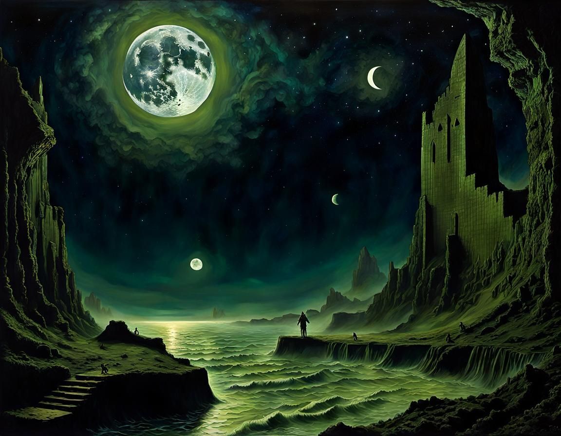 Groovy Andromorphic Figures Dancing in Spacepunk Style