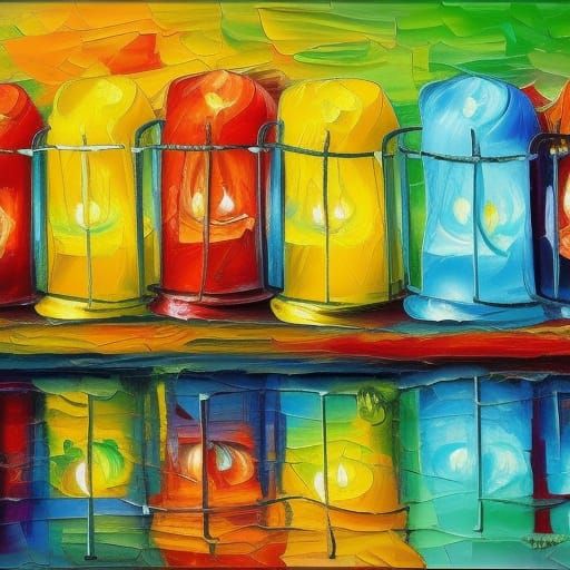 Candlelit Cage in Neo-Impressionist Style