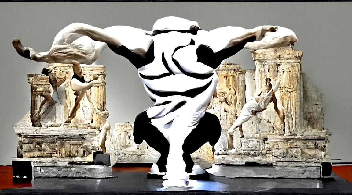 Ancient Greek Sculpture Breakdancing on Stage