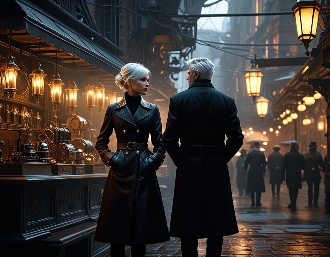 Steampunk Fantasy Figure in Brass-Plated Armor