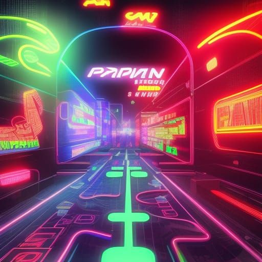 Cyberpunk Pac-Man Game in Neon 8K Resolution