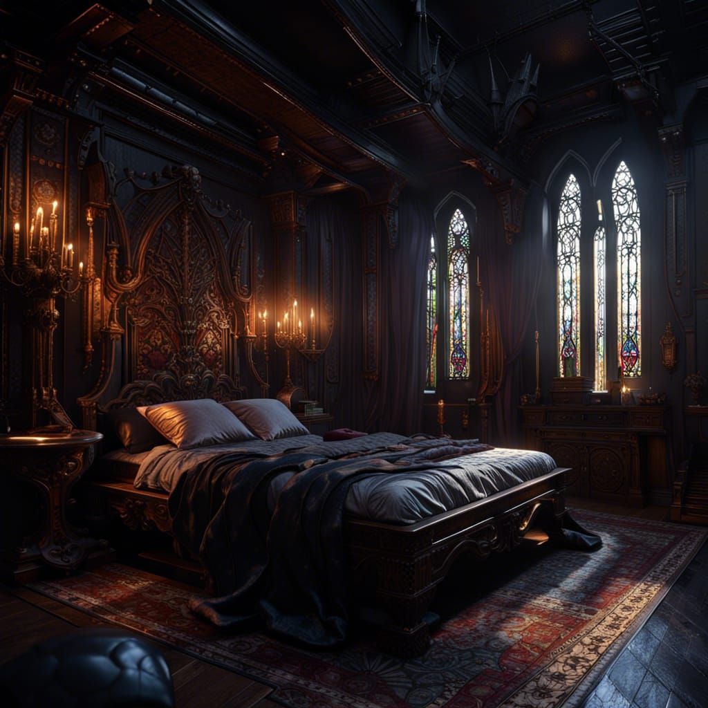 Gothic Bedroom: Dark Fantasy Concept Art