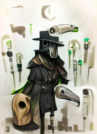 Eerie Plague Doctor in Black and White