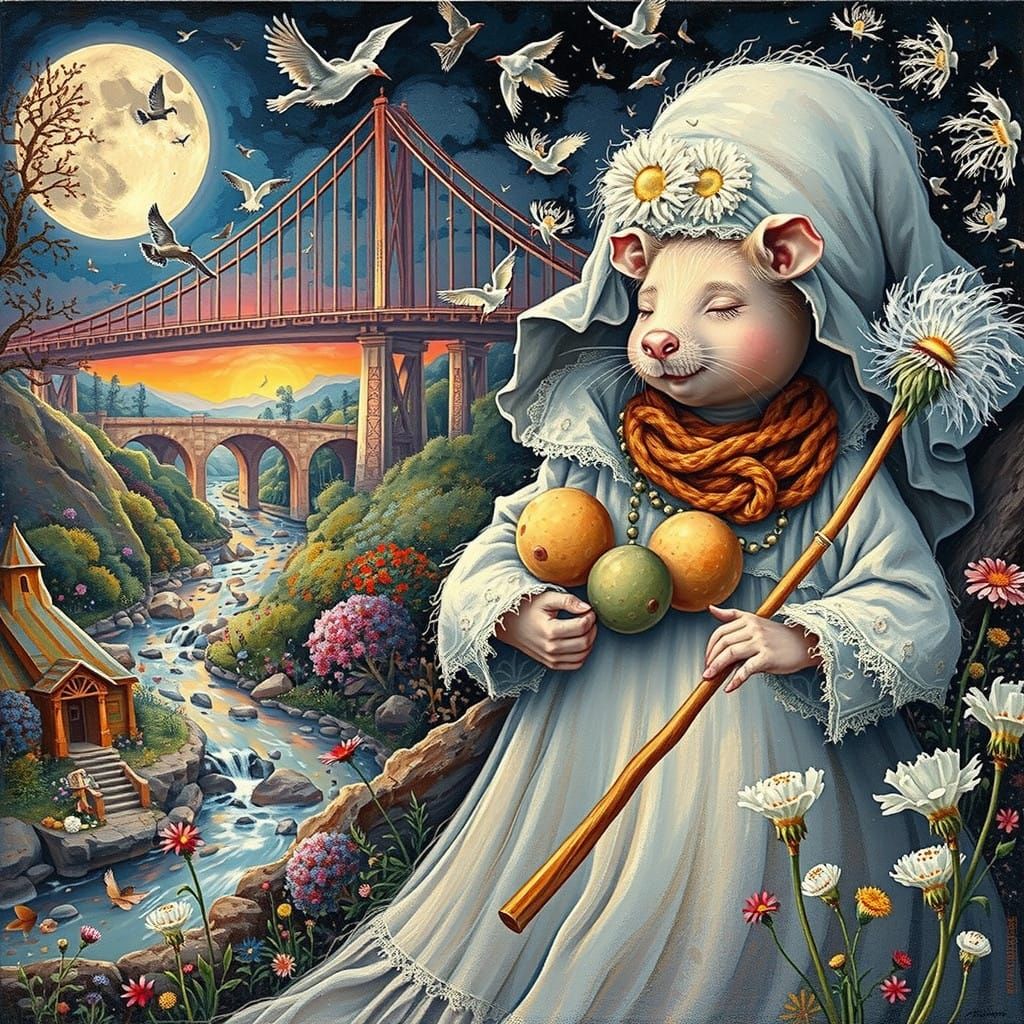 Whimsical Postimpressionist Mouse in Surreal Dreamscape