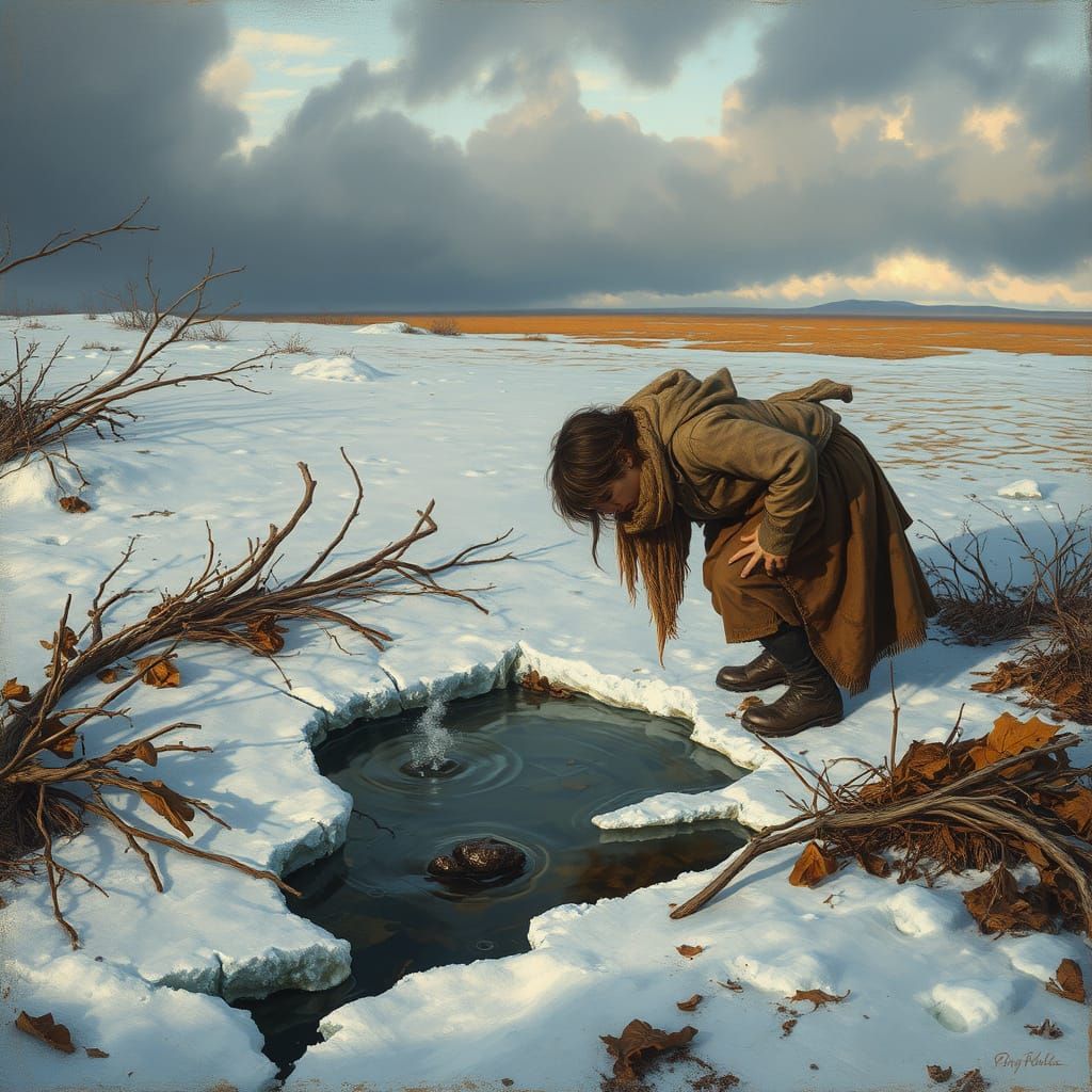 Thawing Winter Landscape with Spring and Figure