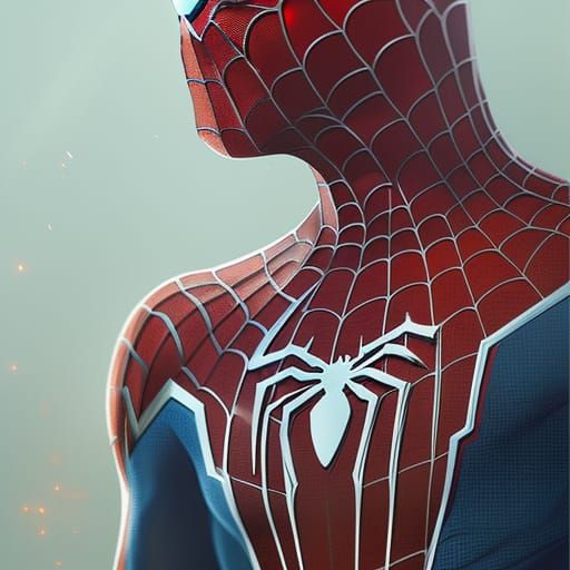 Detailed Spider-Man Portrait in Art Nouveau Style