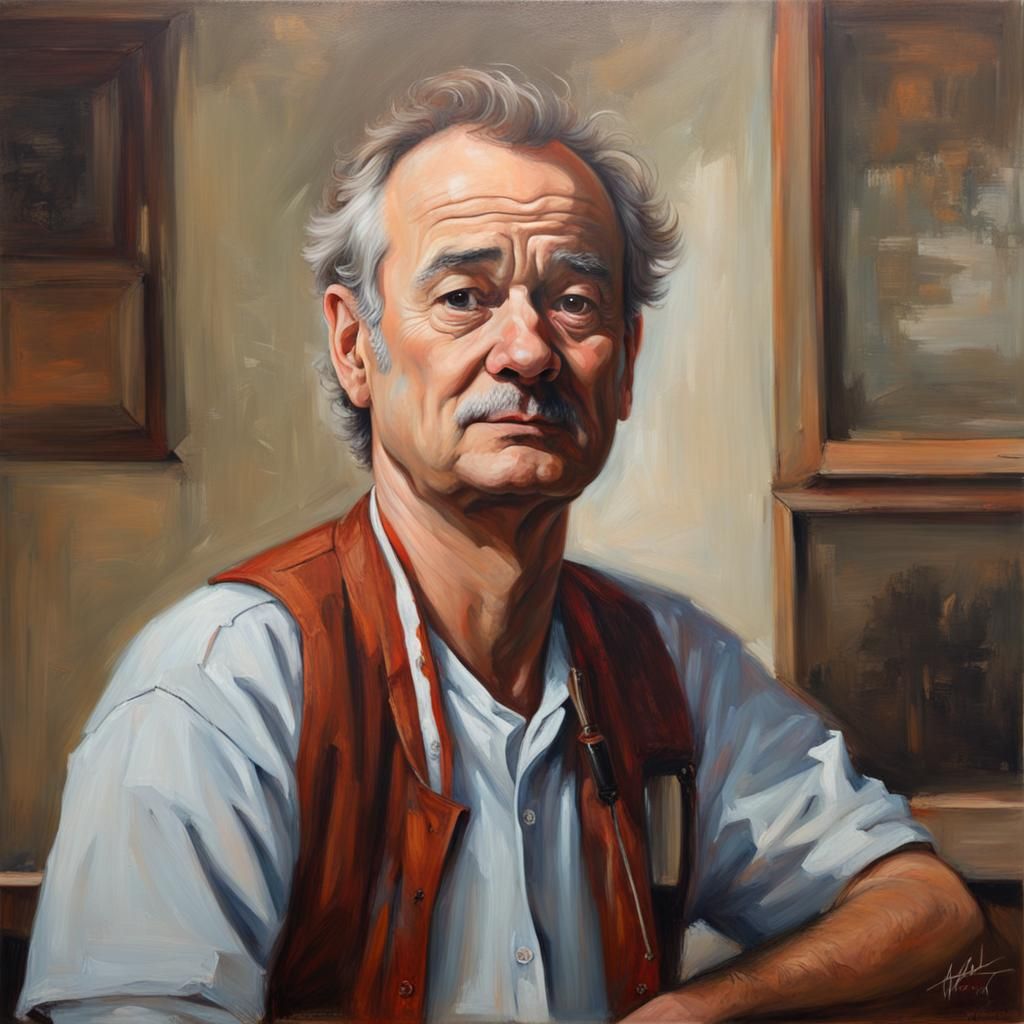 Bill Murray Portrait in Oil Painting Style