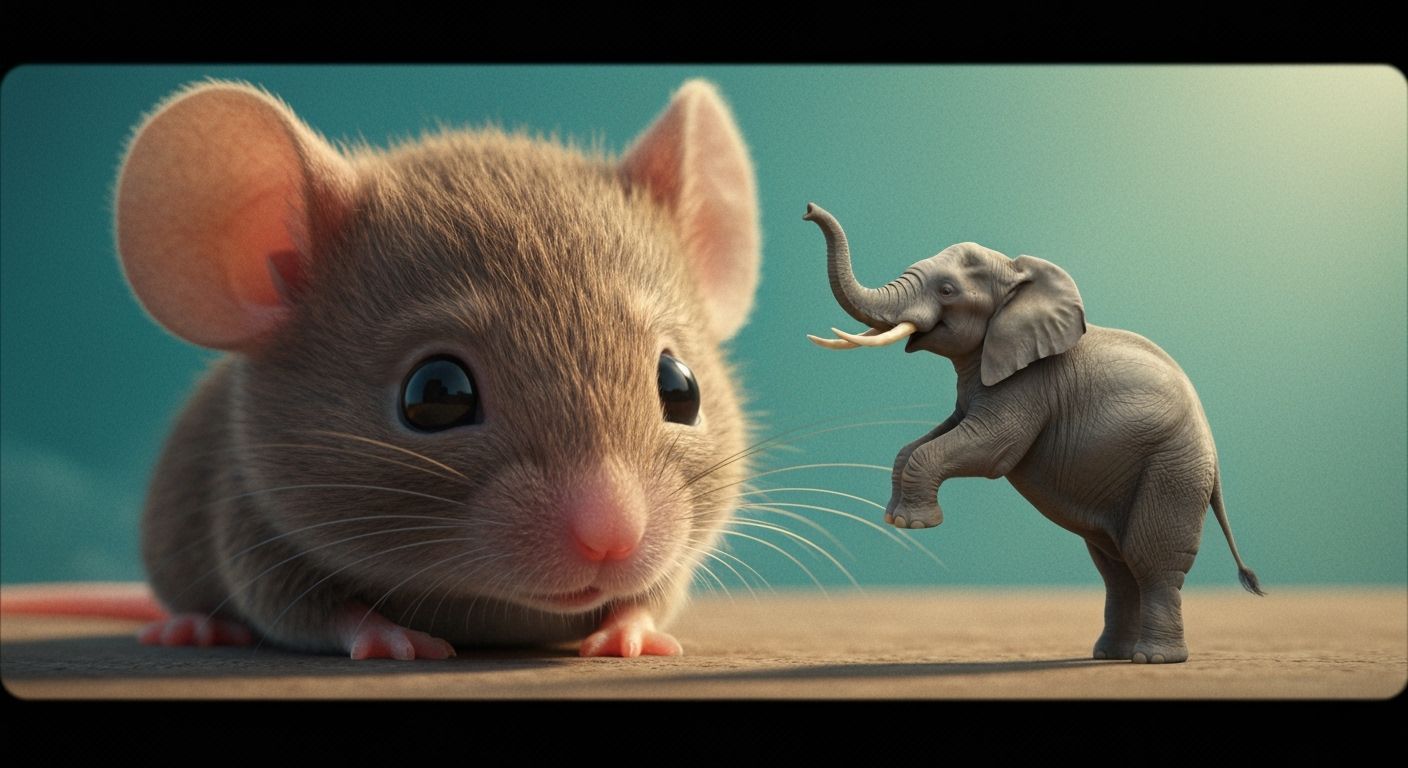 Endearing Giant Mouse and Lilliputian Elephant
