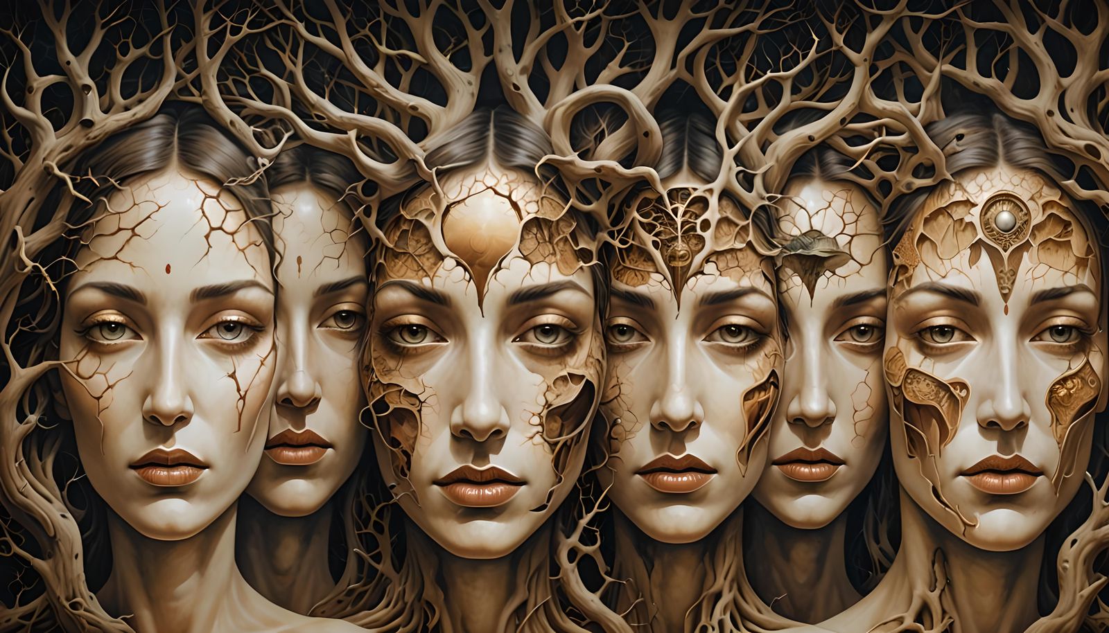 Surreal Artwork with Hidden Faces in Decor