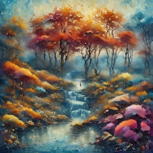 Abstract Fractal Design with Luminous Splintered Fragments