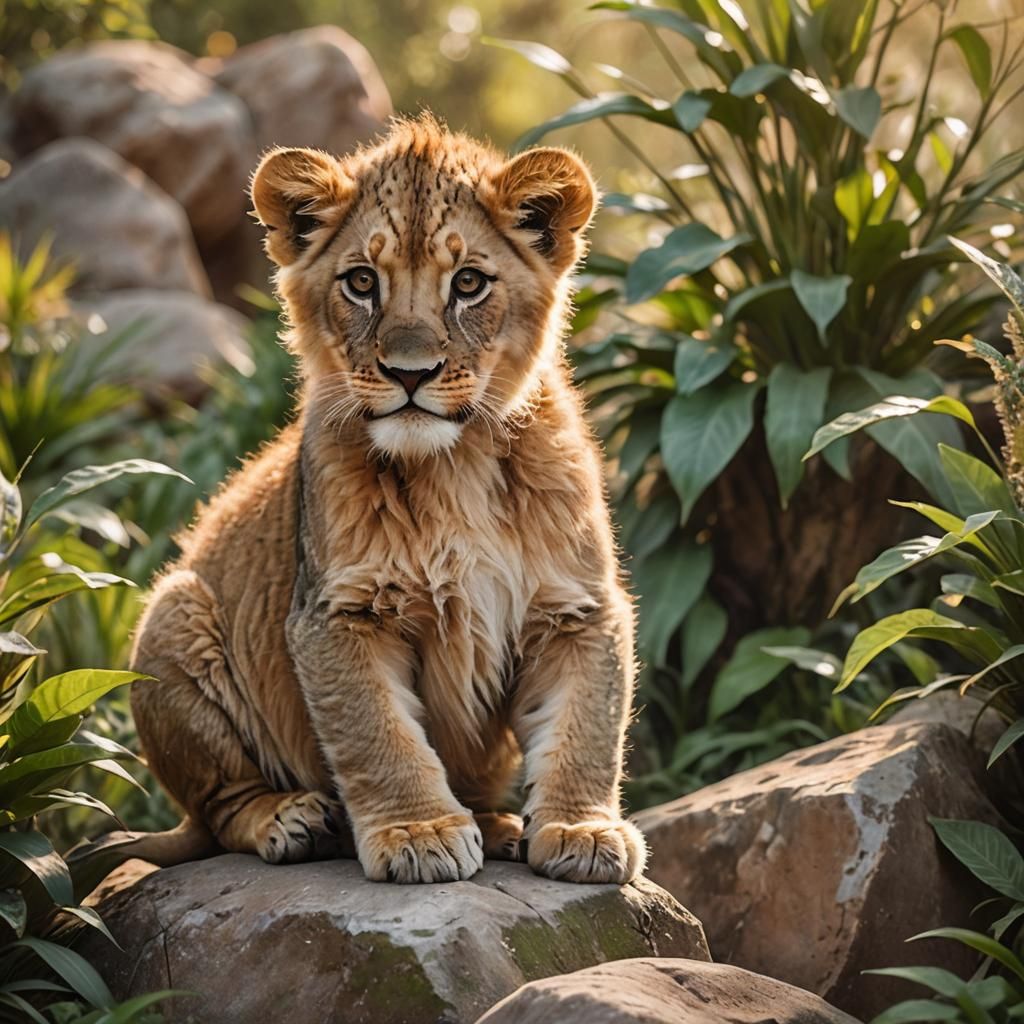 Baby Lion Cub Portrait in National Geographic Style
