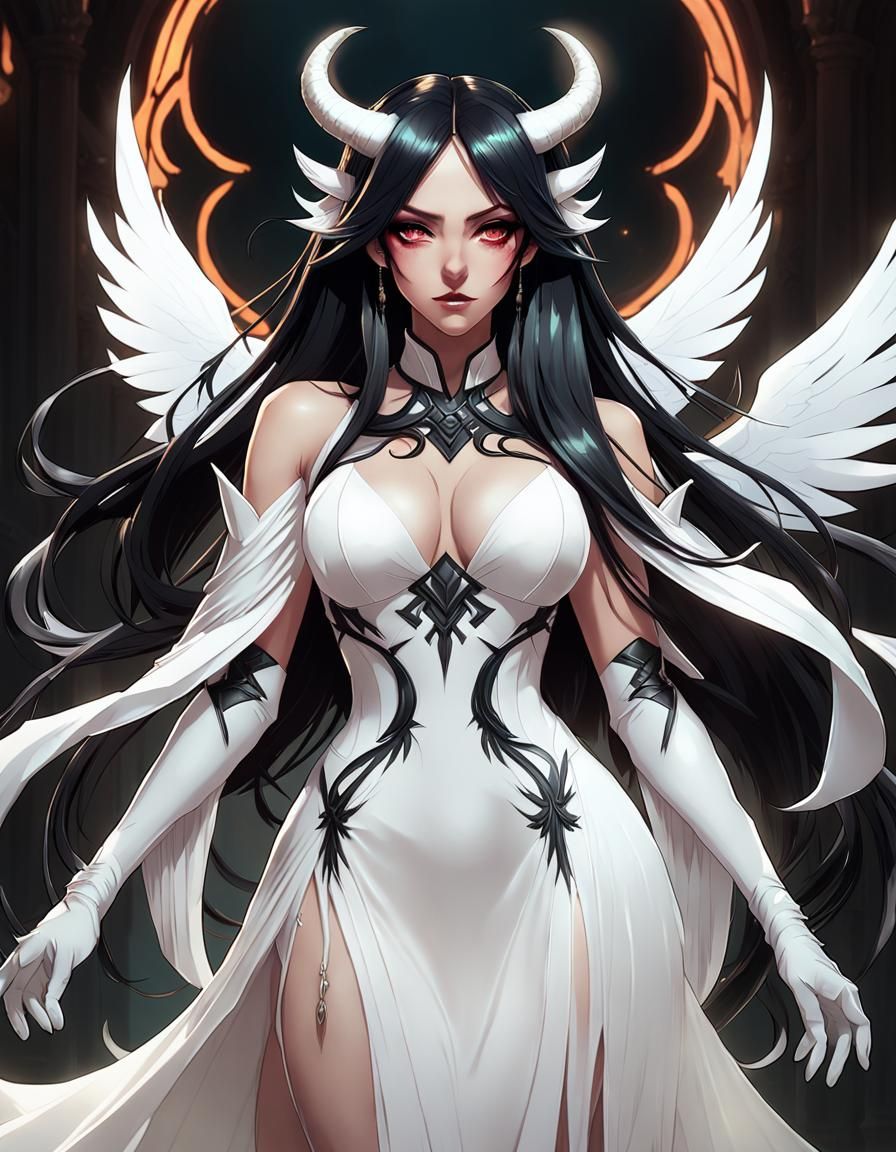 Anime Demon Girl Portrait in Hyperdetailed Style