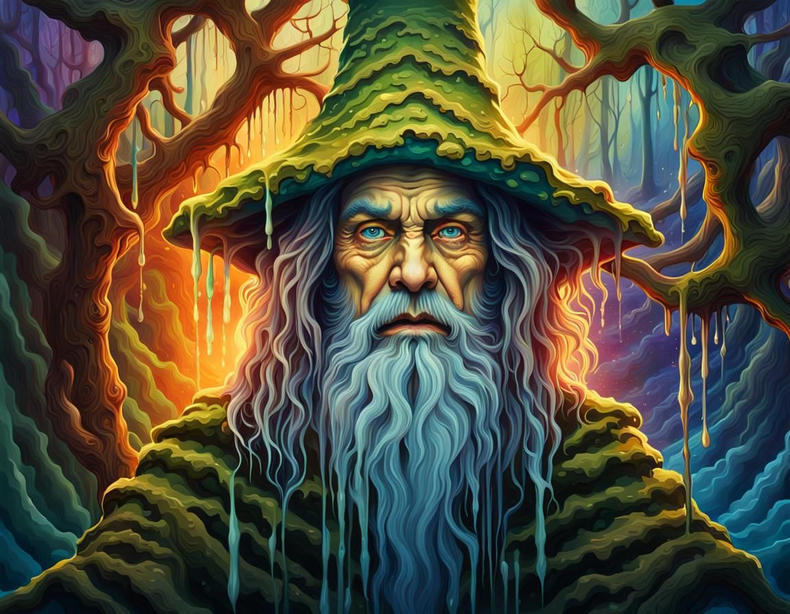 Mystical Wizard Portrait in Vibrant Oil Painting