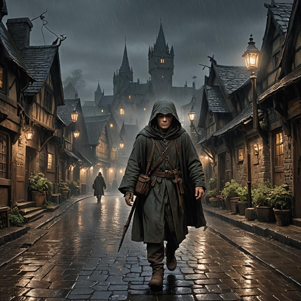 Frodo Baggins as Mr. Underhill in Bree, Matte Painting