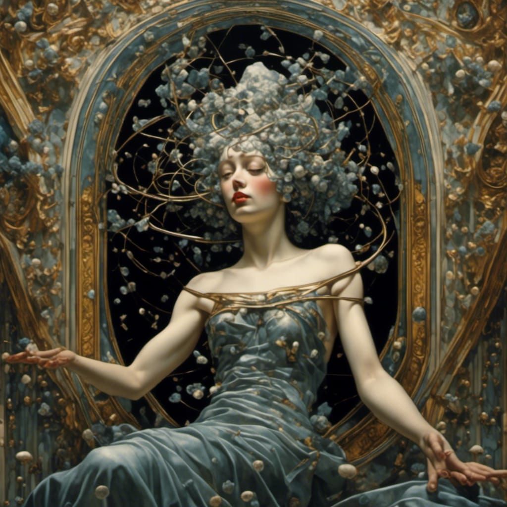 Dark Surreal Art Nouveau Boat Scene