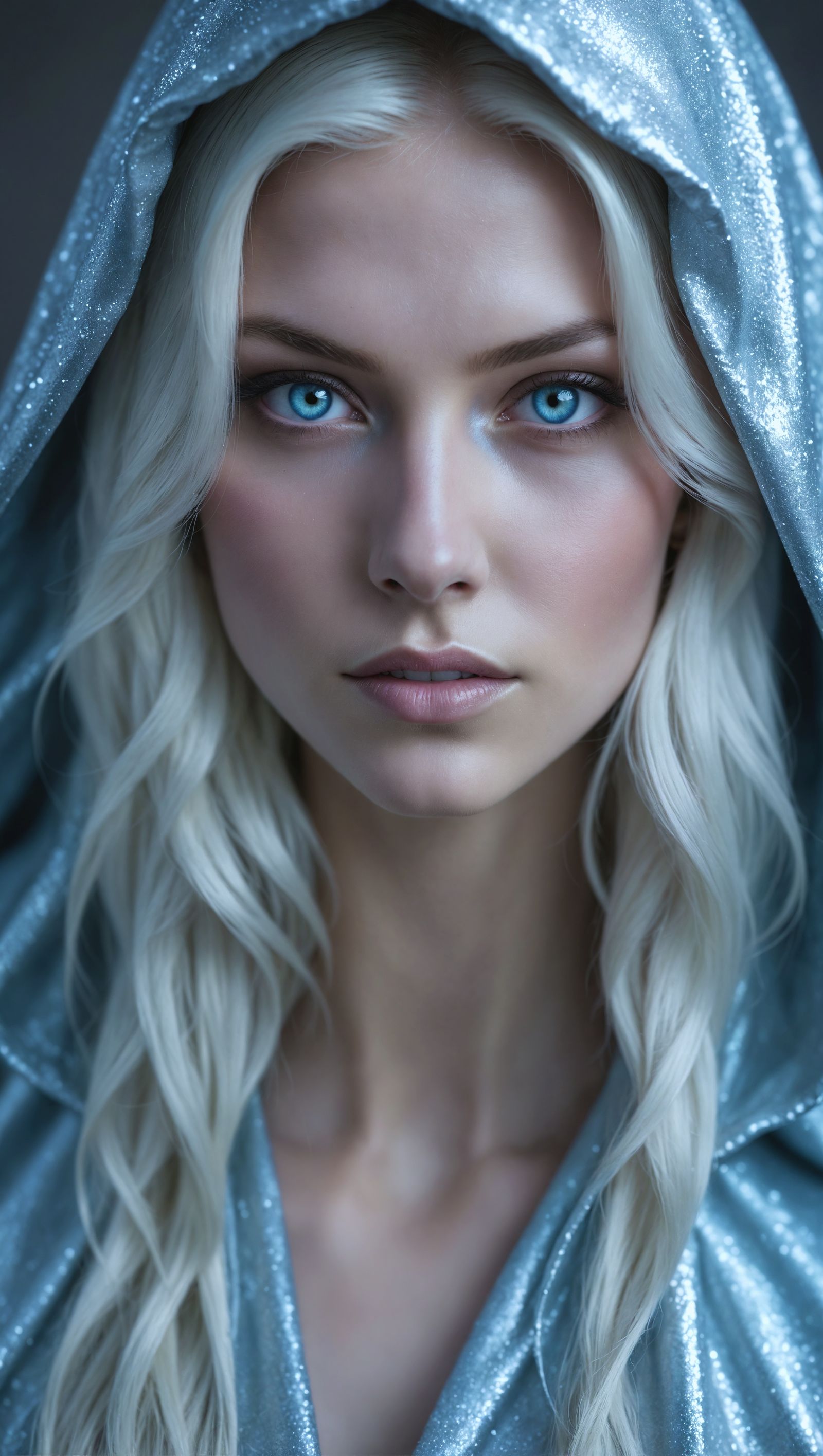 Enigmatic Ice Queen in Ethereal Glow