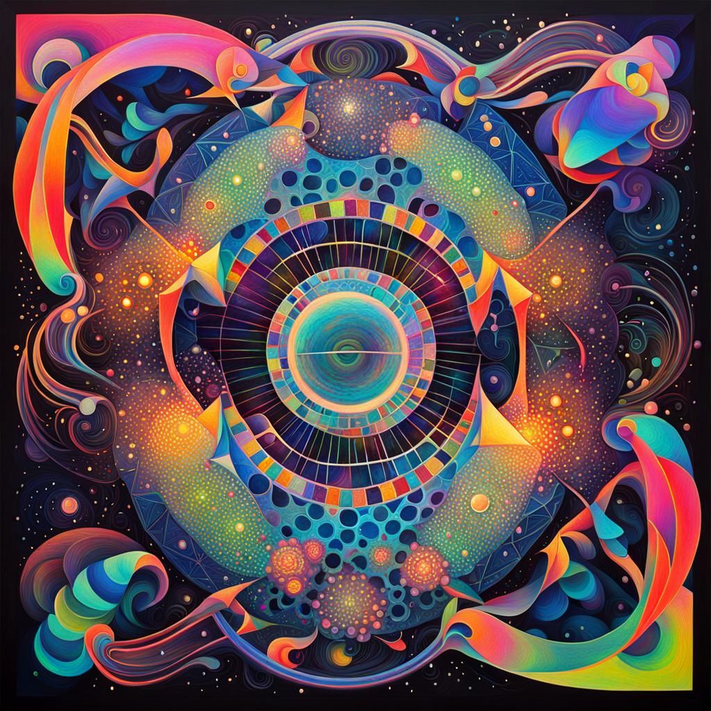 Neon Geometric Art Nouveau Abstraction