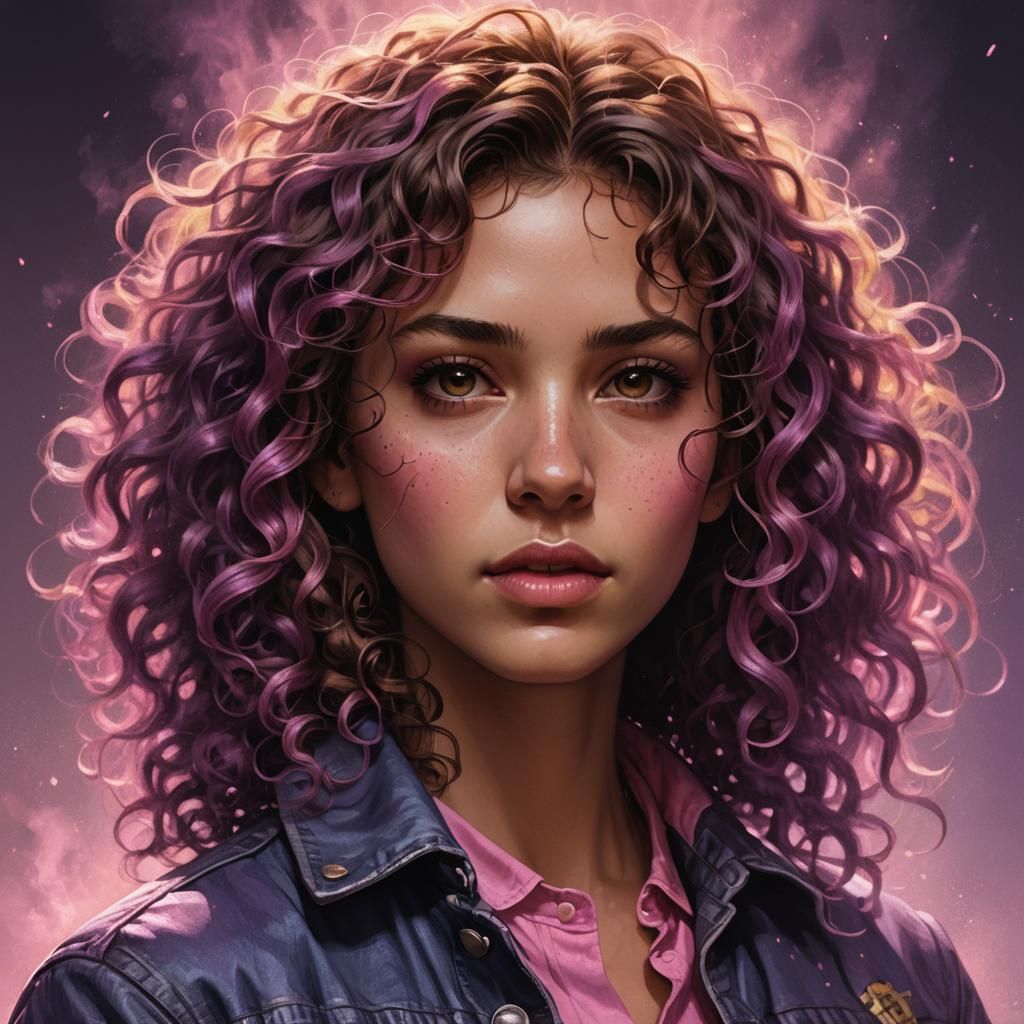 Fantasy Girl Portrait with Art Nouveau Elegance