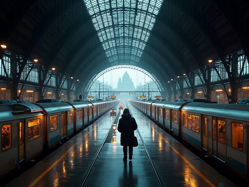 Berlin Central Station: Rainy Day Perspective
