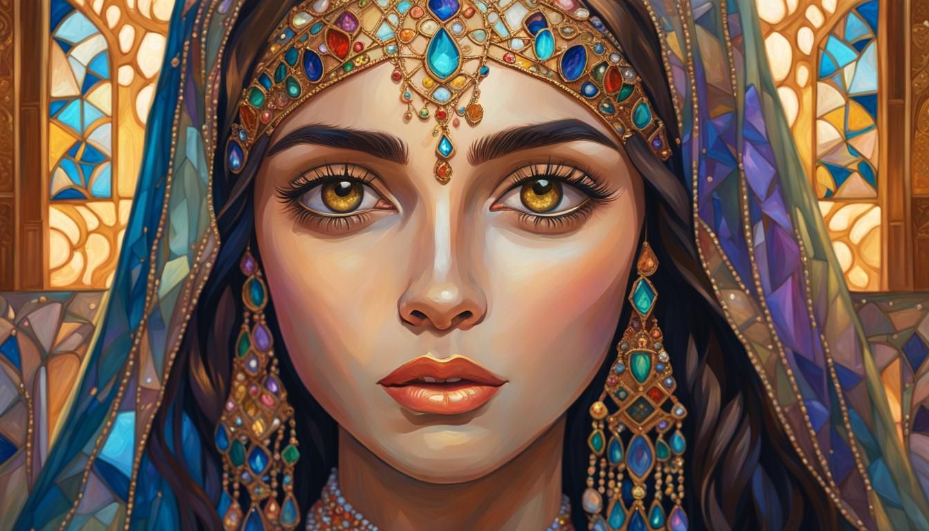 Arabian Princess in Klimt Style Oil Painting