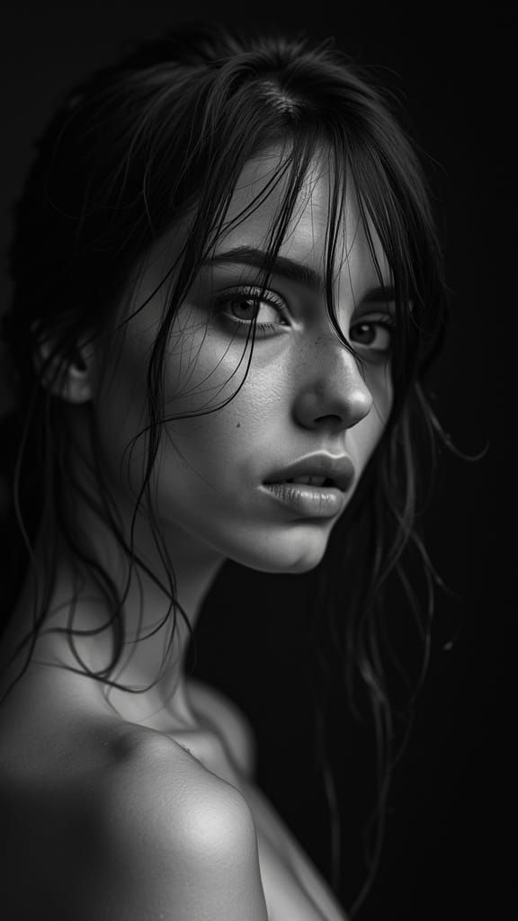 Striking Black and White Portrait of a Woman