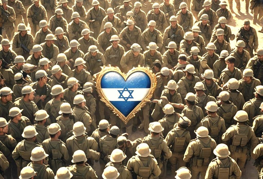 Israeli Soldiers Form Heart Shape with Flag