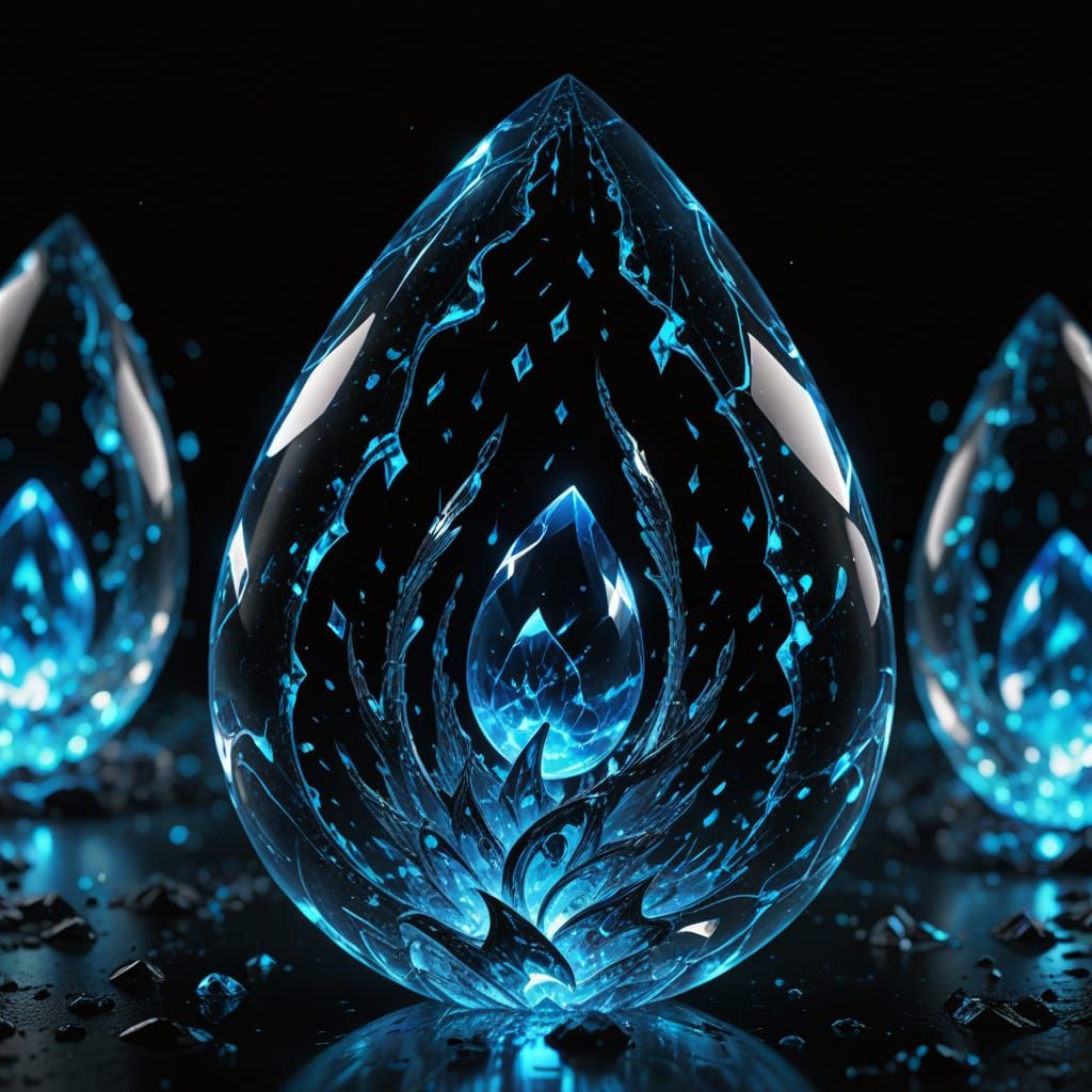 Crystal Teardrop Filled with Blue Energy