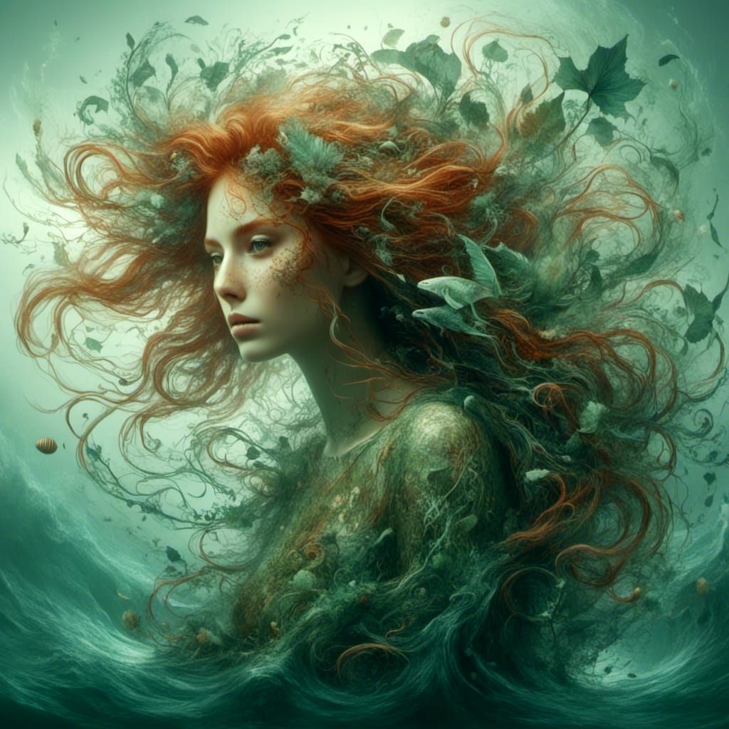 Beautiful Sea Witch with Sea Horse Spirit Guide