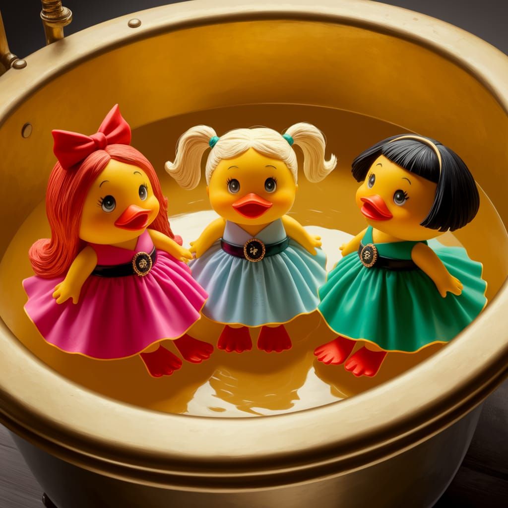 Three Power Puff Girls as Adorable Little Yellow Rubber Duck...